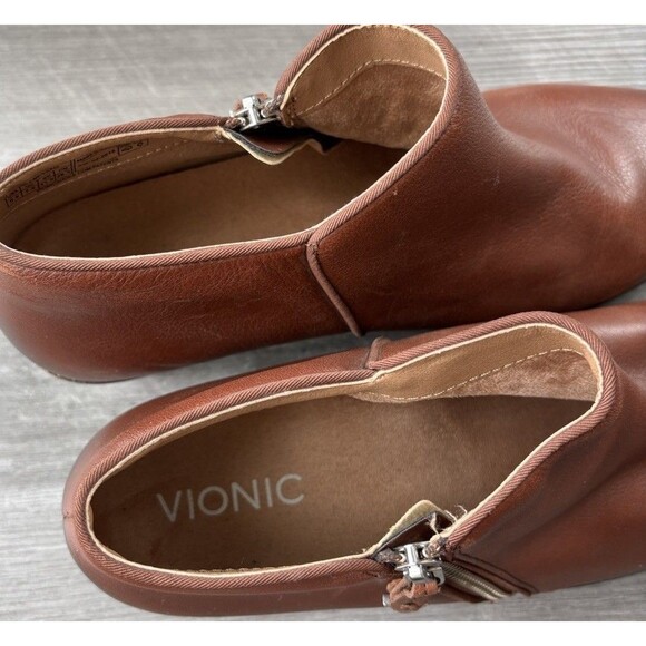 Vionic Chestnut Leather Ankle Booties - Picture 5 of 10
